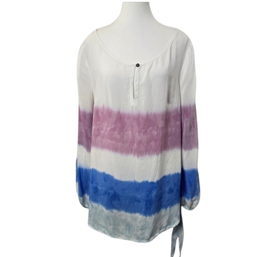 Holding Horses Anthropologie Tie-Dye Peasant Blouse Long Sleeve Boho Top Size L
